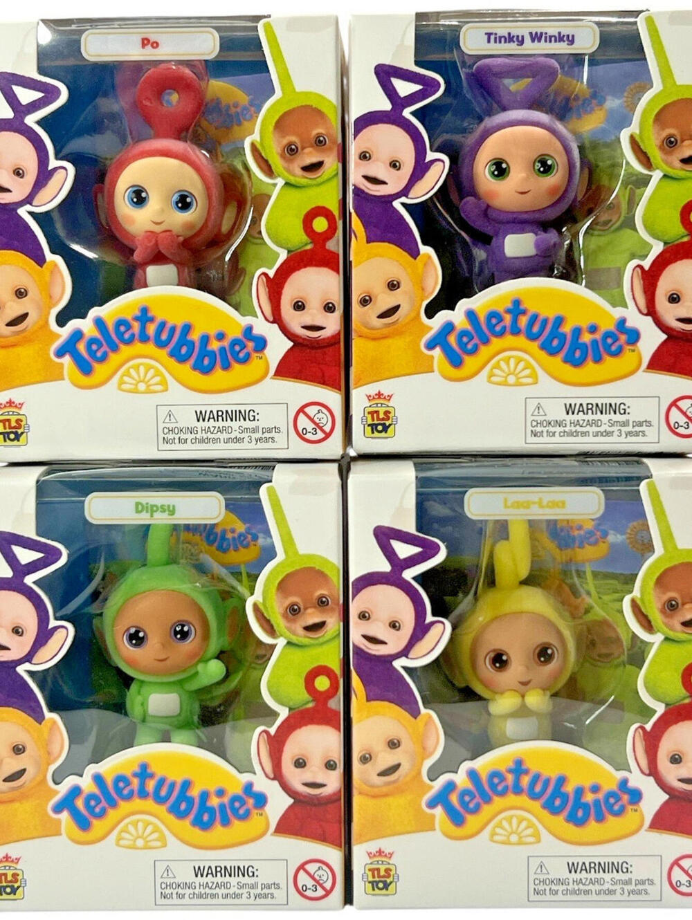 Teletubbies TLS CheeBee Set of 4 Flocked Mini Figures 2.5" Tinky Winky Po Dipsy